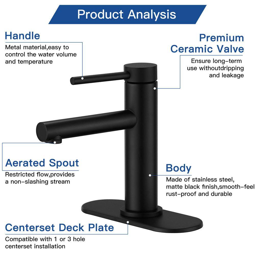 Matte Black Single Handle Brass Bathroom Faucet