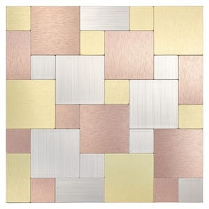 Lucid Multi-Colored Square Aluminum Mosaic 11.81 in. x 11.46 in. Metal Peel and Stick Tile (7.75 sq. ft./8-Pack)