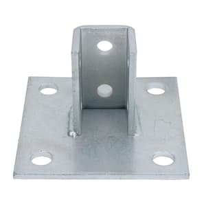 6 in. x 6 in. Steel Square Post Base Connector - Strut Fitting - Silver Galvanized