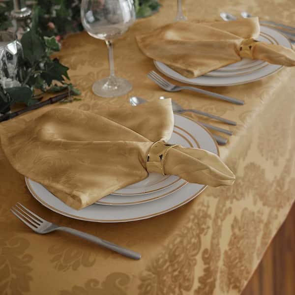 Barcelona Jacquard Damask Napkin, Set of 4, Gold - 17"W x 17"L