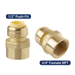 1/2 in. x 3/4 in. Brass Push-Fit Female Pipe Thread Fitting (2-Pack)
