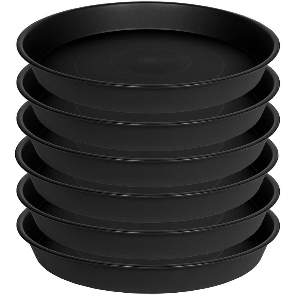 12 in. Heavy Duty Plastic Round Plant Saucers for Indoor Garden Pots, Black (6-Pack) price history on PriceWatchPro