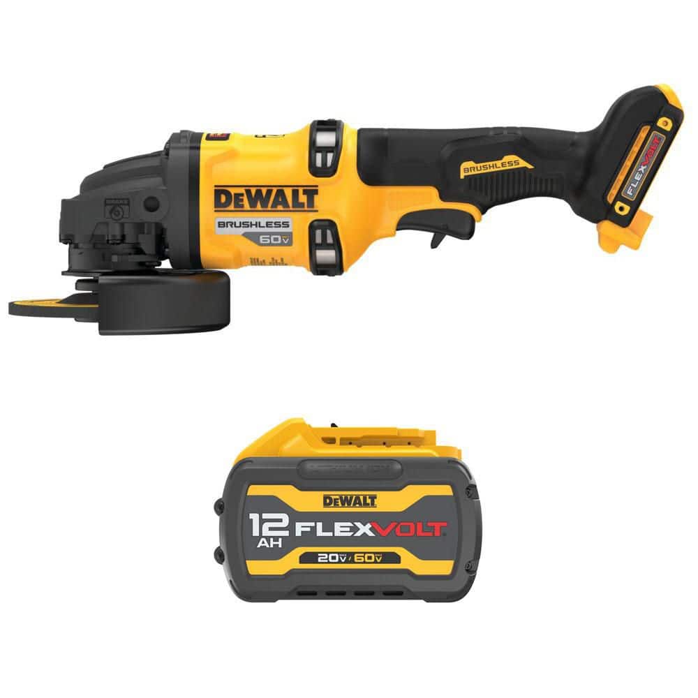 DeWalt FLEXVOLT 60V MAX Lithium-Ion Cordless Brushless 4.5 in. to 6 in. Small Angle Grinder w/ Kickback Brake w/ 12 Ah Battery