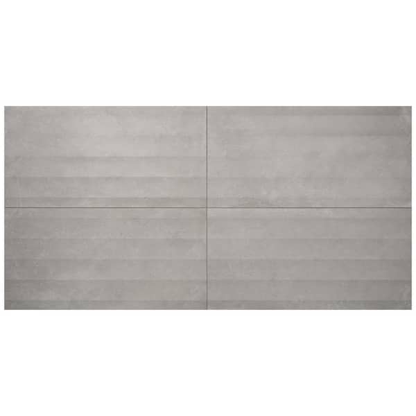 Ivy Hill Tile Auracreto Waves Taupe Gray 23.62 in. x 47.24 in. 3D