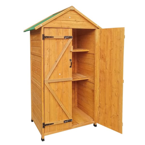 GOGEXX 69 in. W x 23 in. D x 40 in. H Woodenshed Natural Big Spire Tool Storage Backyard Garden Plant Storage Cabinet Outdoors