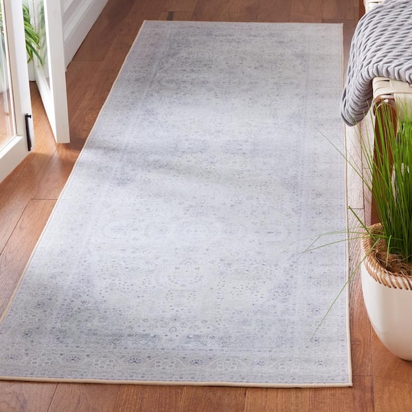 Tucson Beige/Beige 3 ft. x 8 ft. Machine Washable Floral Border Runner Rug