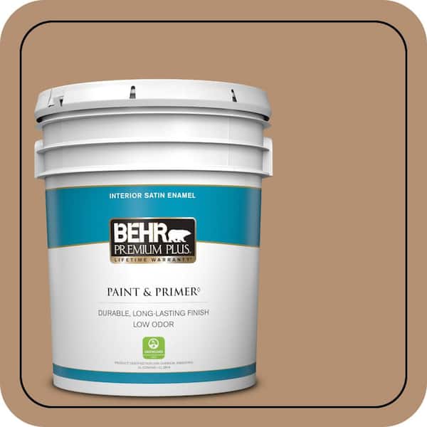 BEHR PREMIUM PLUS 5 gal. #S240-5 Poncho Satin Enamel Low Odor Interior Paint & Primer