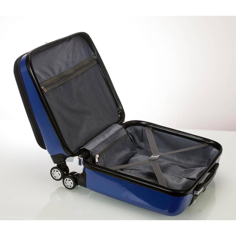 Blue Polycarbonate Spinner Rolling Computer Case, 16-Inch