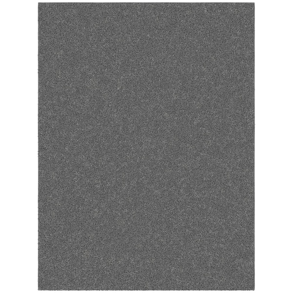 Ottomanson Pure Fuzzy Collection Non-Slip Rubberback Solid Soft Gray 5 ft. x 7 ft. Indoor Area Rug