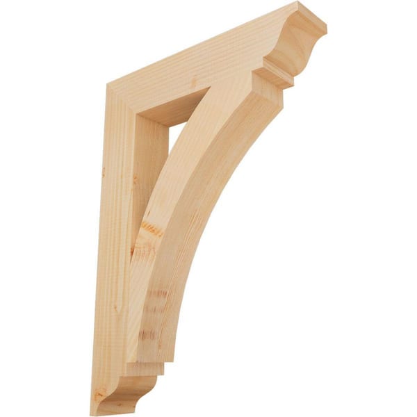 Ekena Millwork 3.5 in. x 28 in. x 20 in. Douglas Fir Thorton Traditional Smooth Bracket