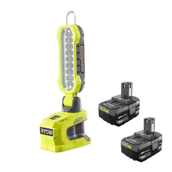 RYOBI ONE+ 18V Hybrid LED Project Light with ONE+ 18V Lithium-Ion 4.0 Ah Battery (2-Pack)