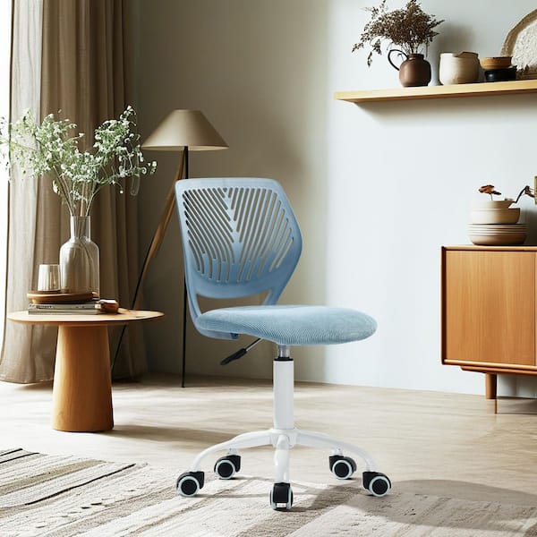Homy Casa CARVC CUB blue Ergonomic Vanity Chair, Modern Makeup Chair with Adjustable Height, Swivel
