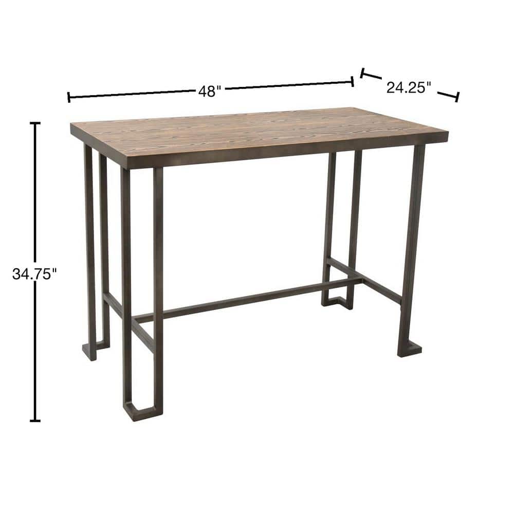 Reclaimed Wood Rustic Brown Counter Table with Steel Frame