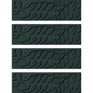 Weatherguard Pro Brittney Leaf 8.5 in. x 30 in. PET Polyester Indoor Outdoor Stair Tread Cover (Set of 4) Evergreen