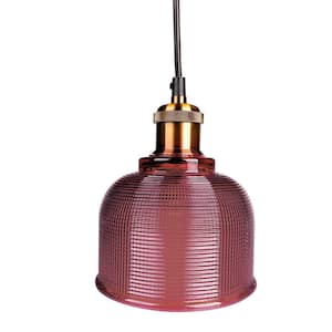 59 in. H 1-Light Magenta Vintage Copper Pendant with Glass Shade