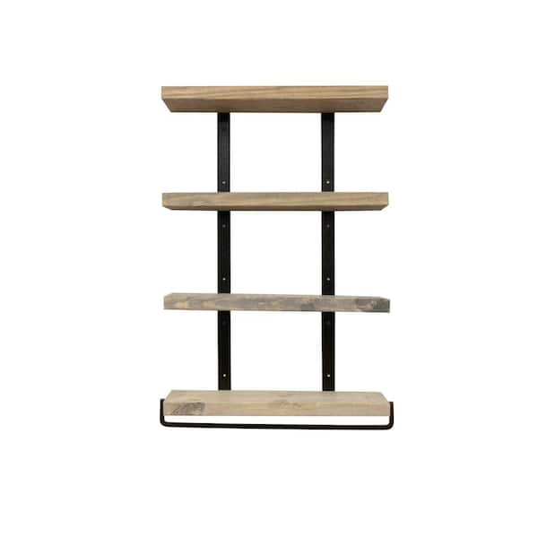 Del Hutson Designs 24 in. Gray Quartette Jet Tiered Shelf with Towel