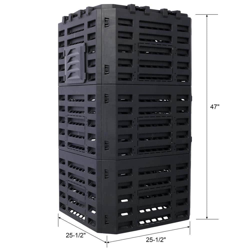 Large Black Recycled Plastic Garden Composter Bin