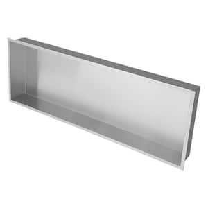 37 in. x 13 in. Brushed Nickel Stainless Steel Wall Mounted Rectangular Shower Niche Single Shelf