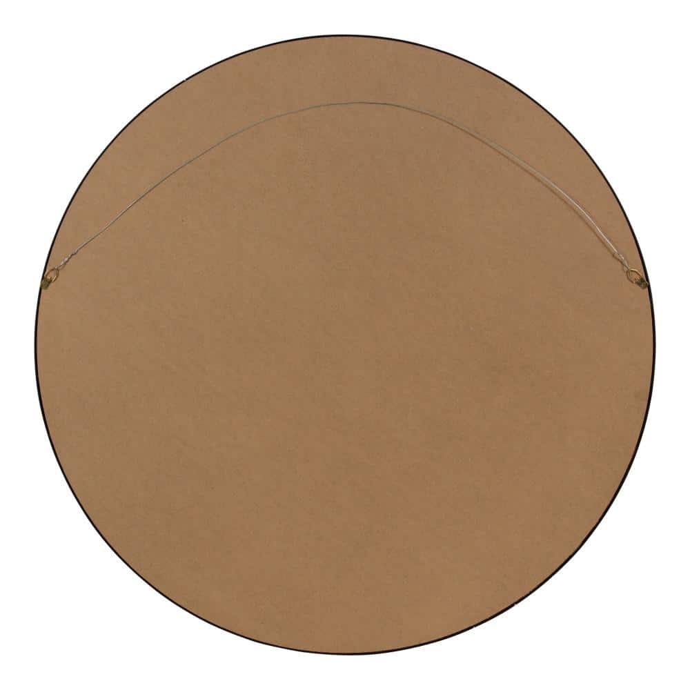 Travis 31.5" Black Round Wood Wall Mirror