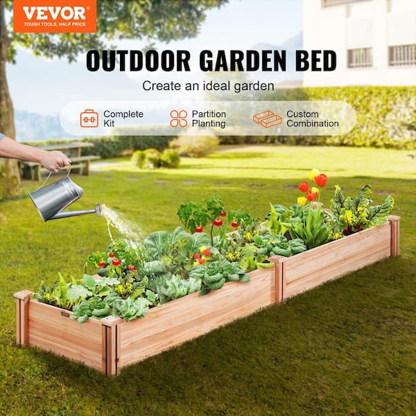 VEVOR Raised Garden Bed 8 ft. x 2 ft. x 1 ft. Wooden Planter Box