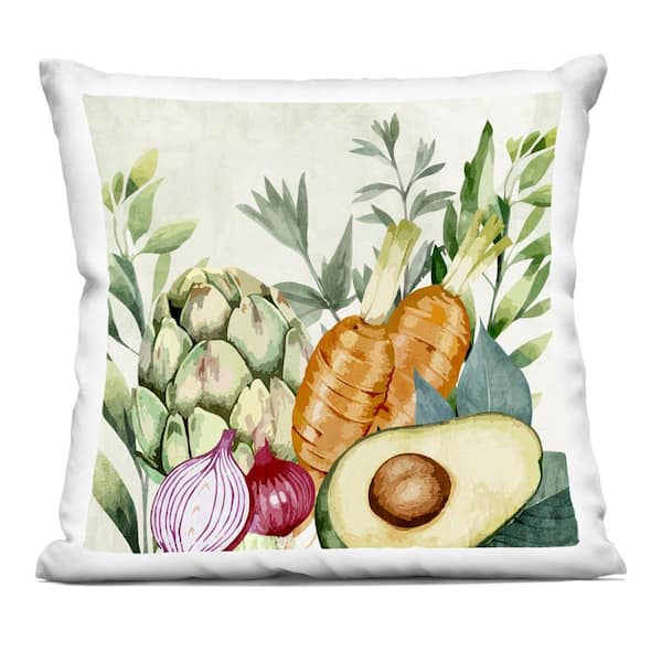 Stupell Industries Organic Vegetable Harvest Green Abstract Polyester 18 in. x 18 in. Throw Pillow