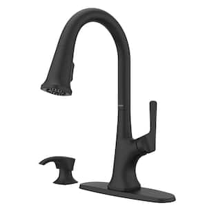 Ridgeline Single Handle Pull Down Sprayer Kitchen Faucet with HydroBlade Spray in Spot Defense Matte Black