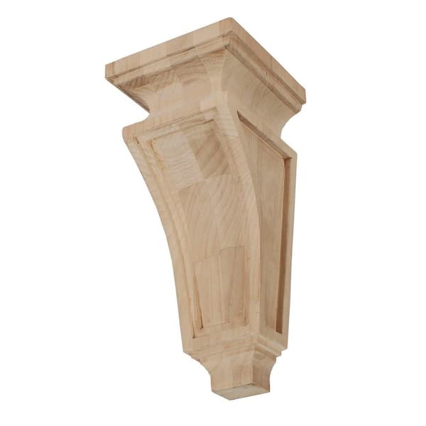 American Pro Decor 8 in. x 3-7/8 in. x 3-7/8 in. Unfinished Small North American Solid Alder Mission Wood Corbel