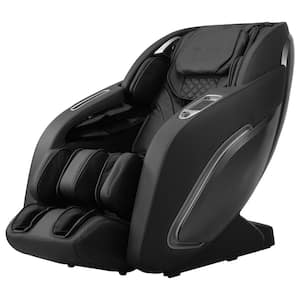 Greer Black Leatherette Massage Chair With SL-Track, Bluetooth, Wireless Charging, USB Port, Zero Gravity, Heat