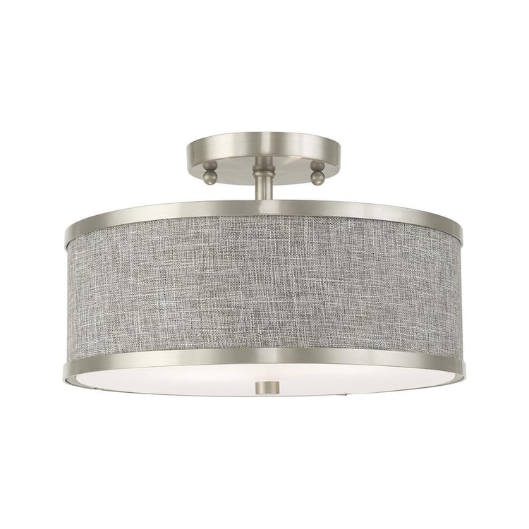 Livex Lighting Park Ridge 2 Light Brushed Nickel Semi Flush Mount