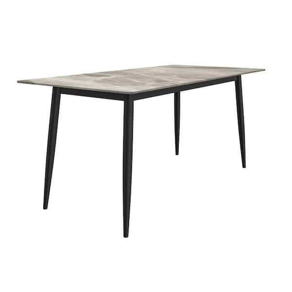 Leisuremod Zayle Modern Round Deep Grey Sintered Stone 62 in. Tabletop 4 Legs Base Dining Table Dining Table Seats 6