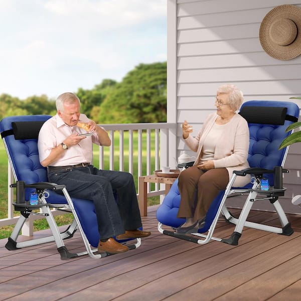 BOZTIY Folding Zero Gravity Metal Frame Recliner Outdoor Lounge