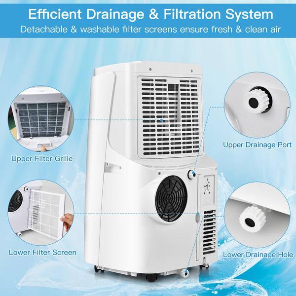 12000BTU Air 450 sq.ft. Conditioner 3-in-1 Air Cooler Fan Dehumidifier w/Remote ES10115US-WH Home Depot