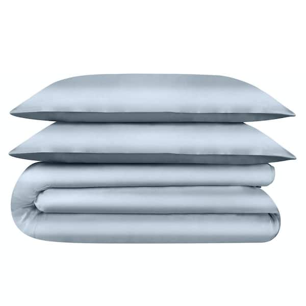 Delara 3-Piece Set Light Blue Solid 100% Eucalyptus Lyocell Tencel, King, Smooth and Breathable, Super Soft Duvet Cover