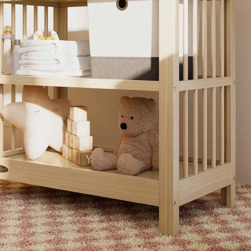 Driftwood Pine Wood Changing Table with Water-Resistant Pad