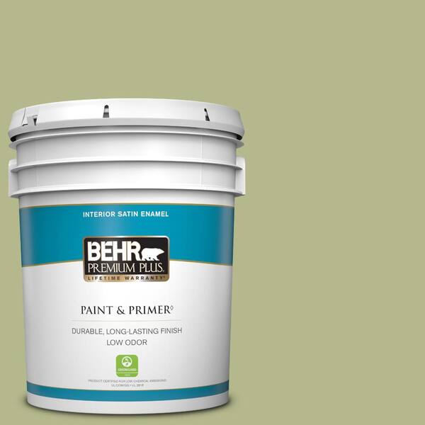 BEHR PREMIUM PLUS 5 gal. Home Decorators Collection #HDC-SP14-1 Secret Glade Satin Enamel Low Odor Interior Paint & Primer