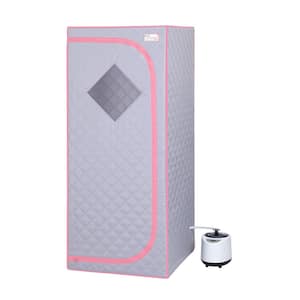 1-Person Gray Full Body Steam Portable Sauna Tent with Steam Generator, Foldable Chair, Remote Controland Timer