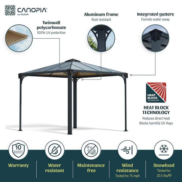 Palermo 10 ft. x 10 ft. Gray/Bronze Outdoor Gazebo