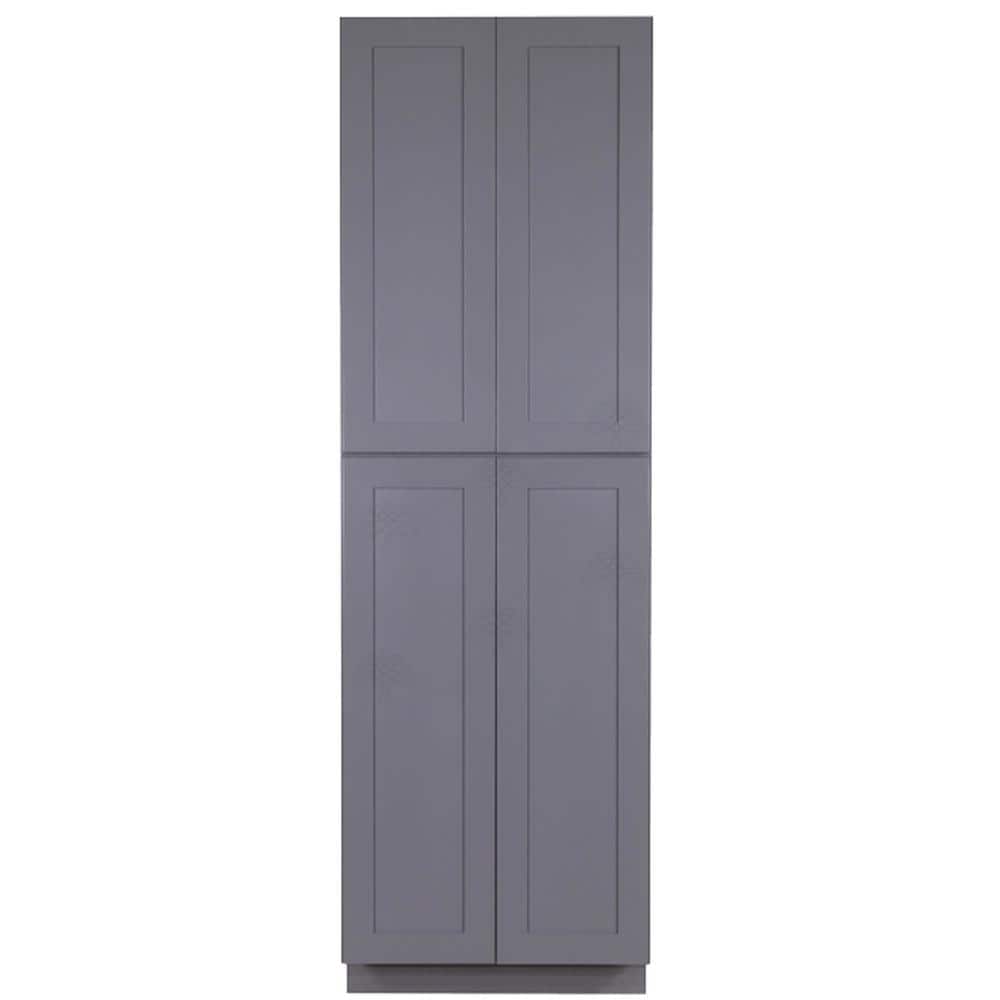 Lifeart Cabinetry Lancaster Shaker Assembled 24 In X 96 In X 27 In Tall Pantry With 4 Doors In Gray Alg Pc2496 The Home Depot