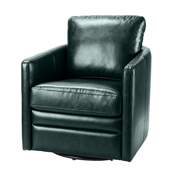 ARTFUL LIVING DESIGN Rosario Green Vegan Leather Swivel Accent Chair with Cushion