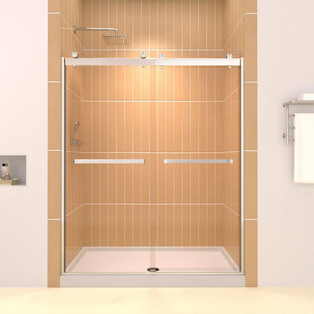 56-60 in. W x 74 in. H Frameless Sliding Shower Door for Bathroom With 5/16 in. 8mm Clear Tempered Glass, Brushed Nickel price history on PriceWatchPro