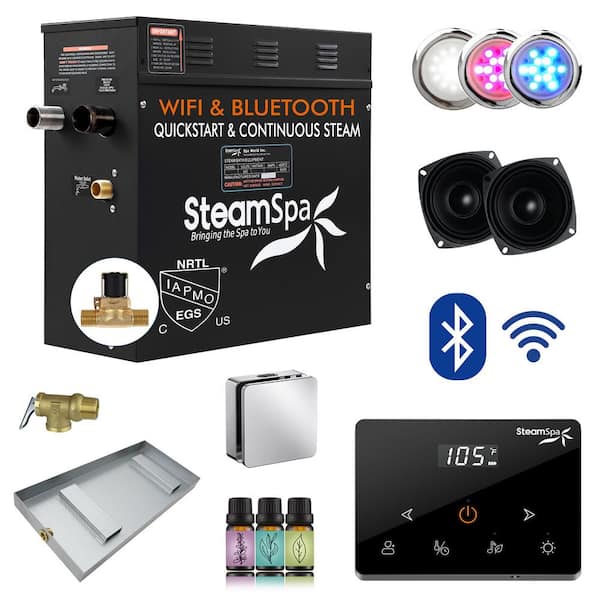 Black Series 9000-Watt Steam Generator with Fully Wireless Remote Bluetooth Wi-Fi and Auto Drain in Polished Chrome