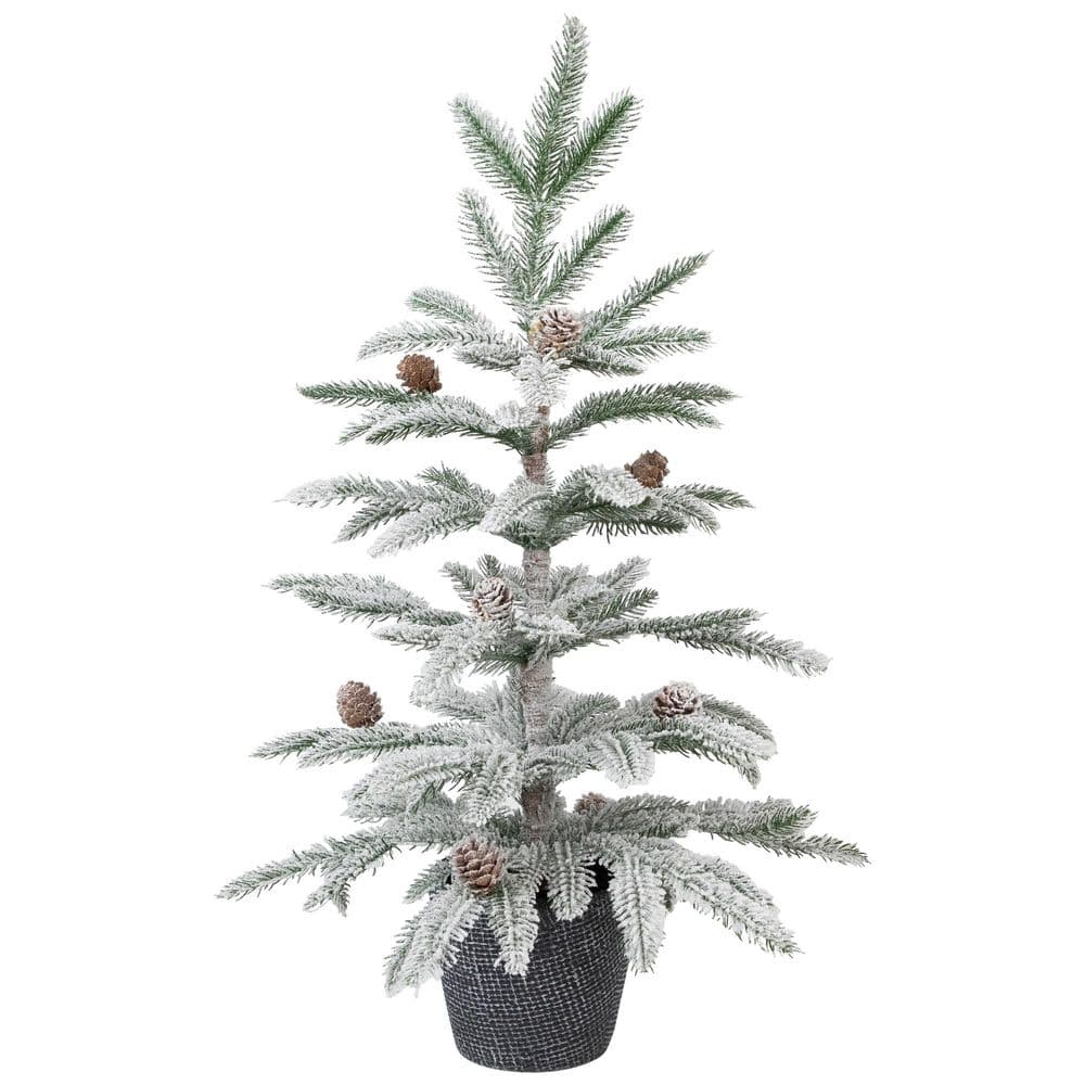 24.75 in. Unlit Flocked Potted Snowy Artificial Christmas Tree with Pinecones price history on PriceWatchPro