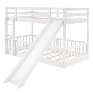 Twin over Twin Bunk Bed with Slide and Ladder, White