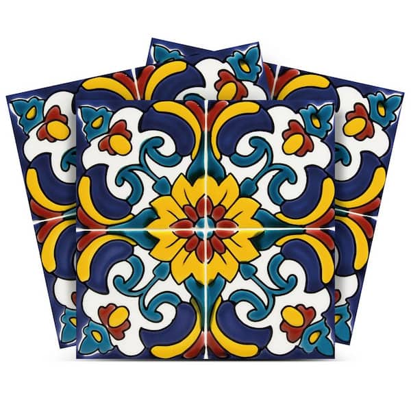 MI ALMA Green, Blue, Red and Yellow C74 4 in. x 4 in. Vinyl Peel and Stick Tile (24-Tiles, 2.67 sq. ft. /1-Pack)