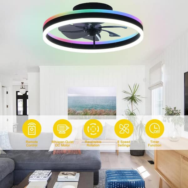 Oaks Aura Prisma 20 in. Indoor Black Modern Scandi Flush Mount