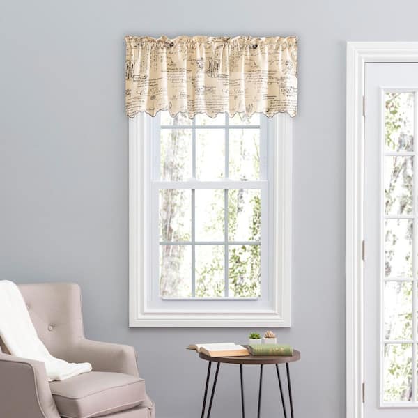 Ellis Curtain Script 15 in. L Polyester Valance in Black