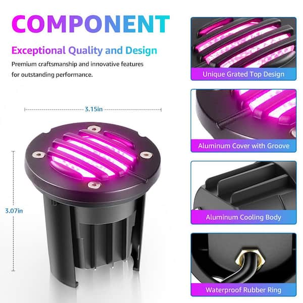 Adrinfly 8-Pack Aluminum RGBW LED In-Ground Well Lights for