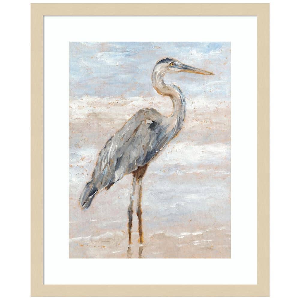 Beach Heron I Framed Giclee Print in Svelte Natural