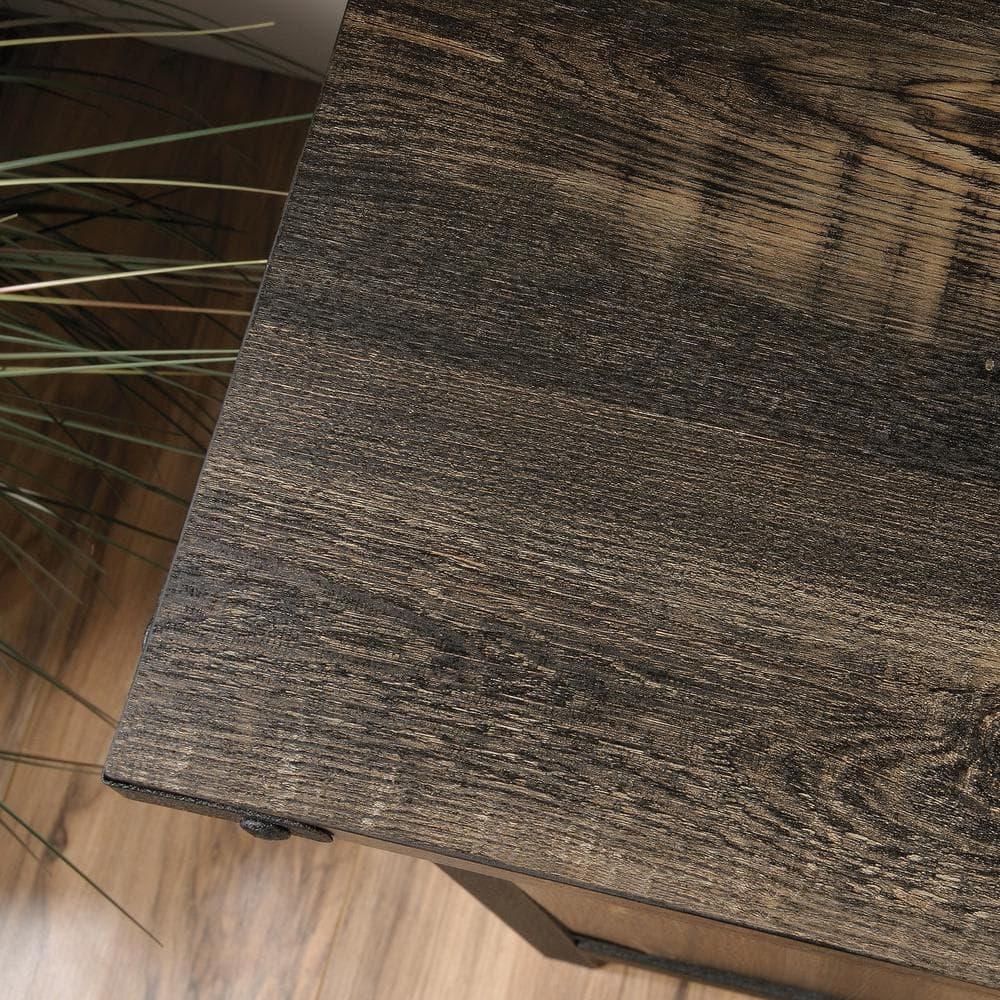 60" Carbon Oak Industrial Metal and Wood Credenza