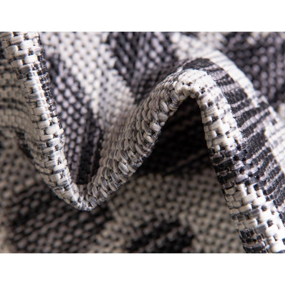 Light Gray and Black Leopard Print Outdoor Synthetic Rug